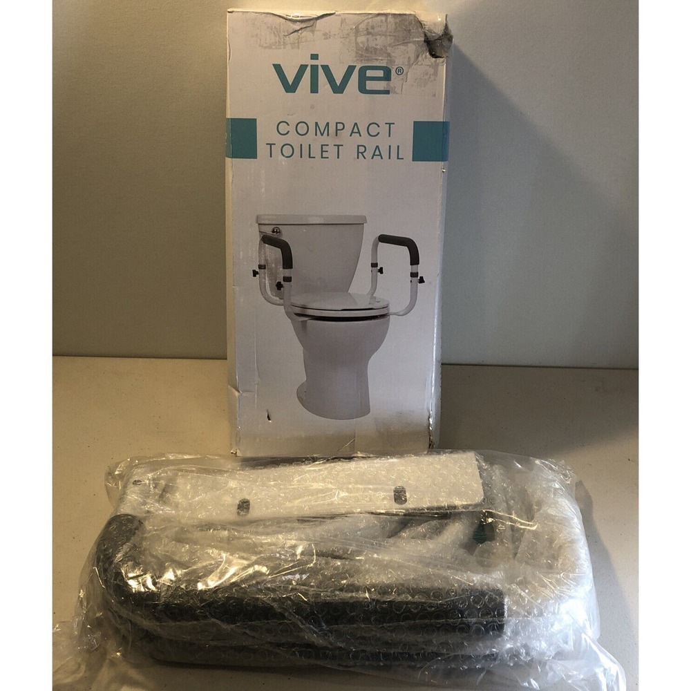 Vive Adjustable Padded Hand Toilet Safety Rail, Compact and Lightweight